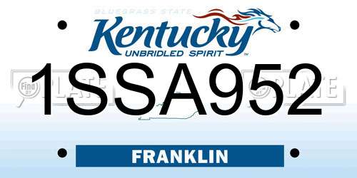 1SSA952 Kentucky License Plate