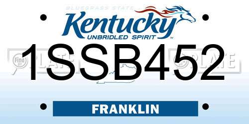 1SSB452 Kentucky License Plate