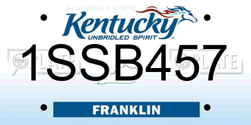 1SSB457 Kentucky License Plate