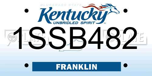 1SSB482 Kentucky License Plate