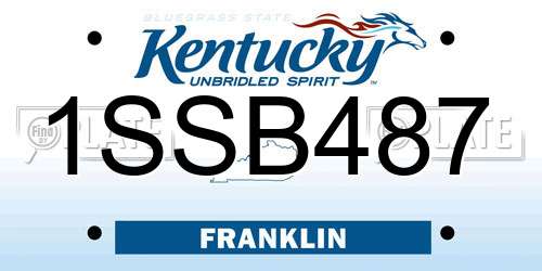 1SSB487 Kentucky License Plate
