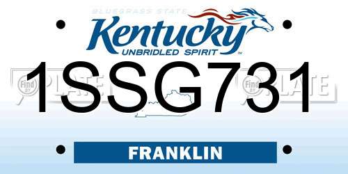 1SSG731 Kentucky License Plate