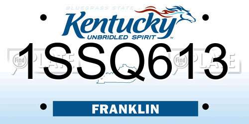 1SSQ613 Kentucky License Plate