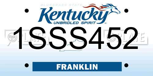 1SSS452 Kentucky License Plate