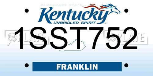 1SST752 Kentucky License Plate
