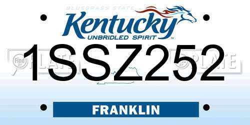 1SSZ252 Kentucky License Plate