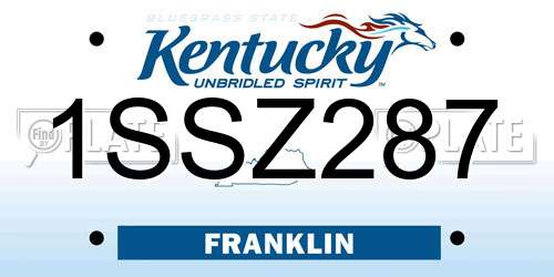 1SSZ287 Kentucky License Plate
