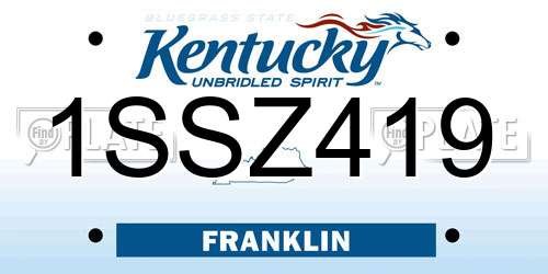 1SSZ419 Kentucky License Plate