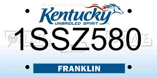 1SSZ580 Kentucky License Plate