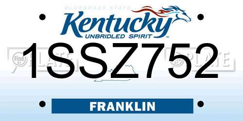 1SSZ752 Kentucky License Plate