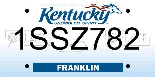 1SSZ782 Kentucky License Plate