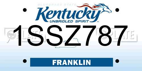 1SSZ787 Kentucky License Plate