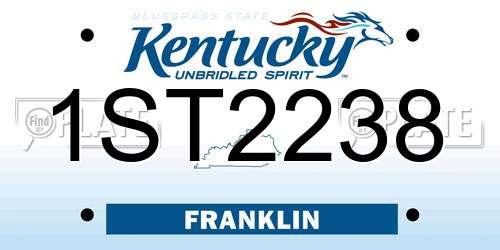 1ST2238 Kentucky License Plate