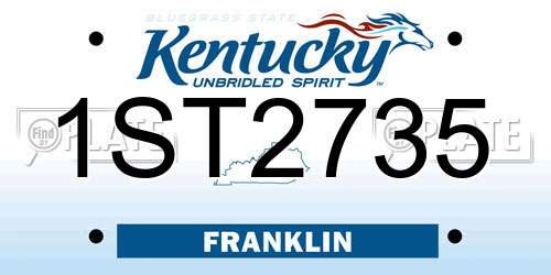 1ST2735 Kentucky License Plate