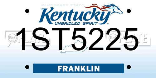 1ST5225 Kentucky License Plate
