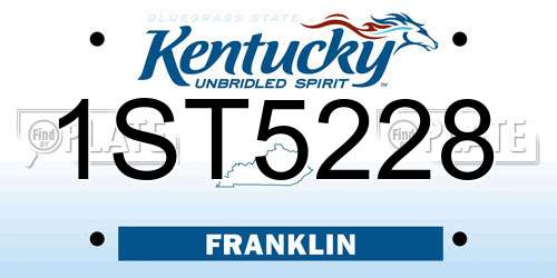 1ST5228 Kentucky License Plate