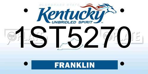 1ST5270 Kentucky License Plate