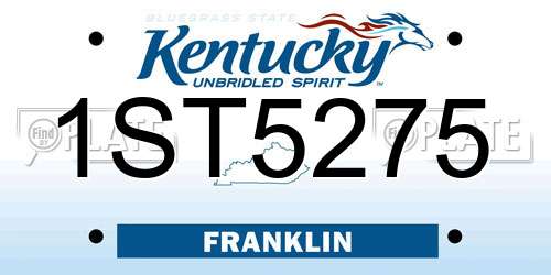 1ST5275 Kentucky License Plate