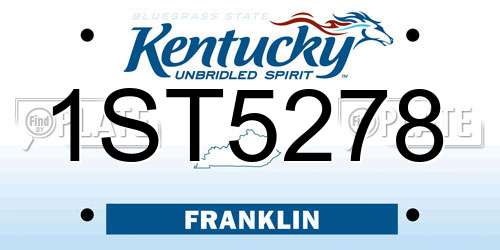 1ST5278 Kentucky License Plate