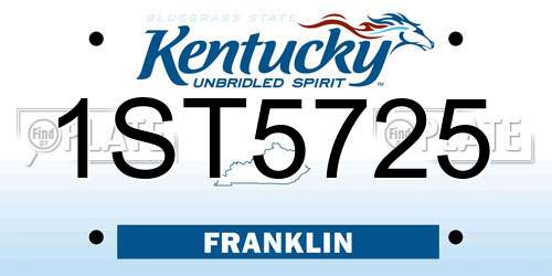 1ST5725 Kentucky License Plate