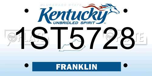 1ST5728 Kentucky License Plate