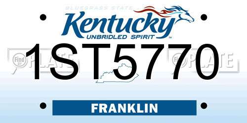 1ST5770 Kentucky License Plate