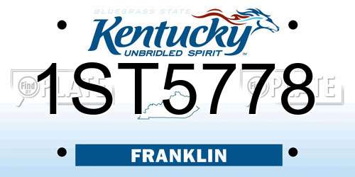 1ST5778 Kentucky License Plate