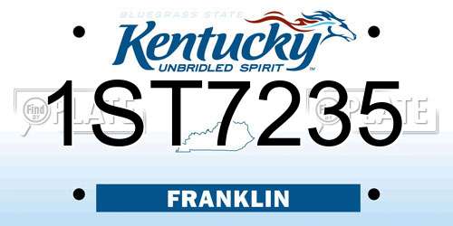 1ST7235 Kentucky License Plate