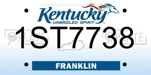 1ST7738 Kentucky License Plate