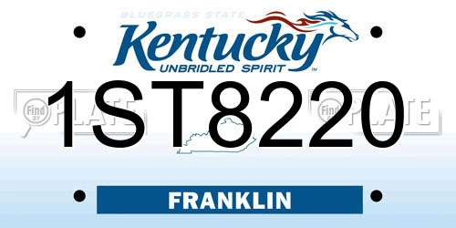 1ST8220 Kentucky License Plate