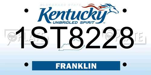 1ST8228 Kentucky License Plate