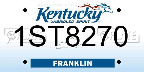 1ST8270 Kentucky License Plate