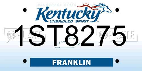 1ST8275 Kentucky License Plate
