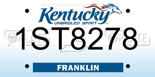 1ST8278 Kentucky License Plate
