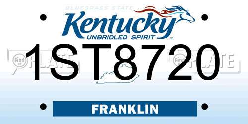 1ST8720 Kentucky License Plate