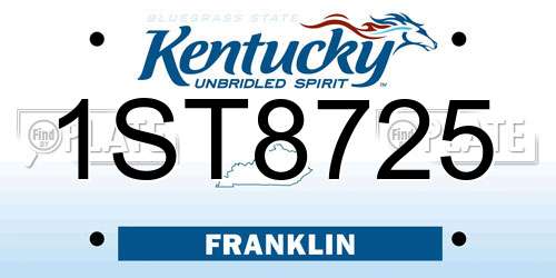 1ST8725 Kentucky License Plate