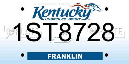 1ST8728 Kentucky License Plate