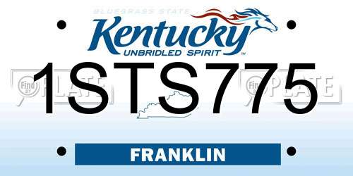 1STS775 Kentucky License Plate