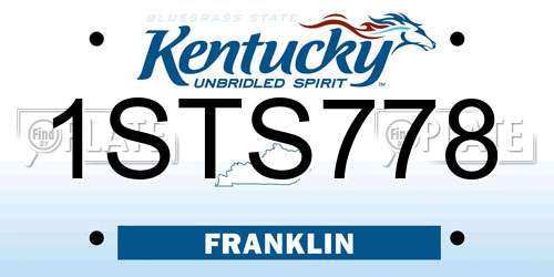 1STS778 Kentucky License Plate