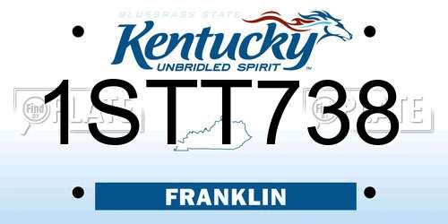 1STT738 Kentucky License Plate
