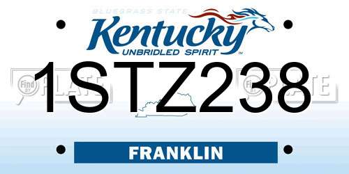 1STZ238 Kentucky License Plate