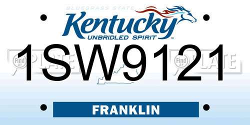 1SW9121 Kentucky License Plate