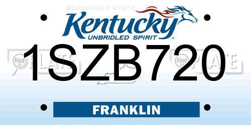 1SZB720 Kentucky License Plate