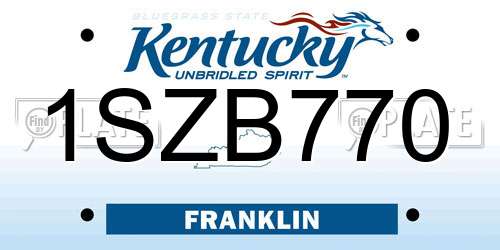 1SZB770 Kentucky License Plate