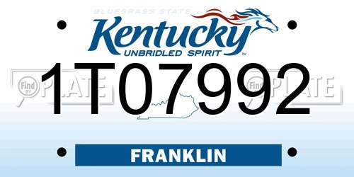 1T07992 Kentucky License Plate
