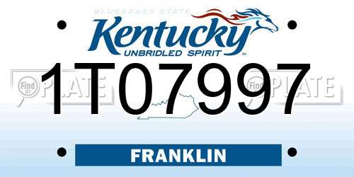 1T07997 Kentucky License Plate