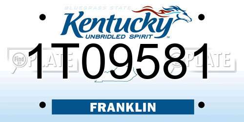 1T09581 Kentucky License Plate