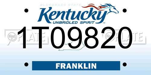 1T09820 Kentucky License Plate