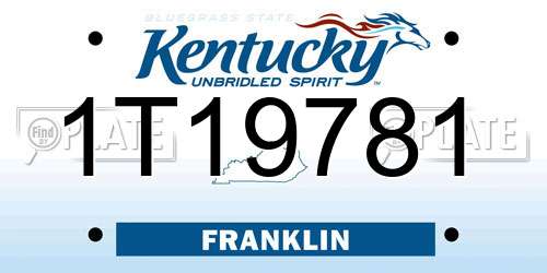 1T19781 Kentucky License Plate