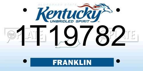 1T19782 Kentucky License Plate